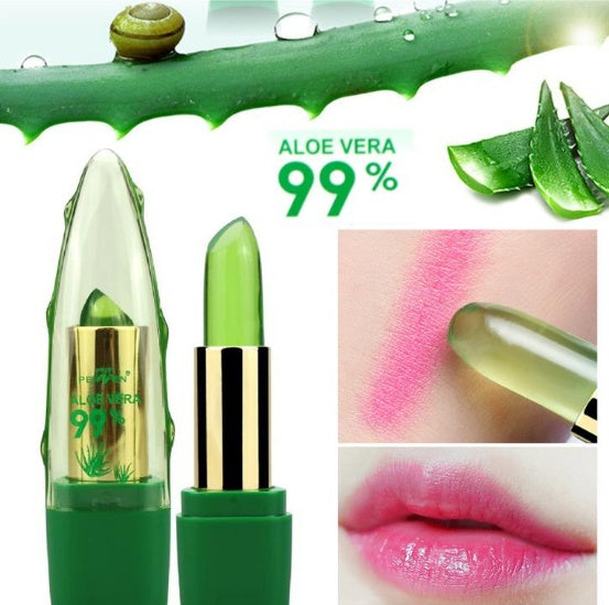 Aloe Vera Gel Color Changing Lipstick Gloss  Moisturizer Anti-drying Desalination Fine-grain Lip Balm Care