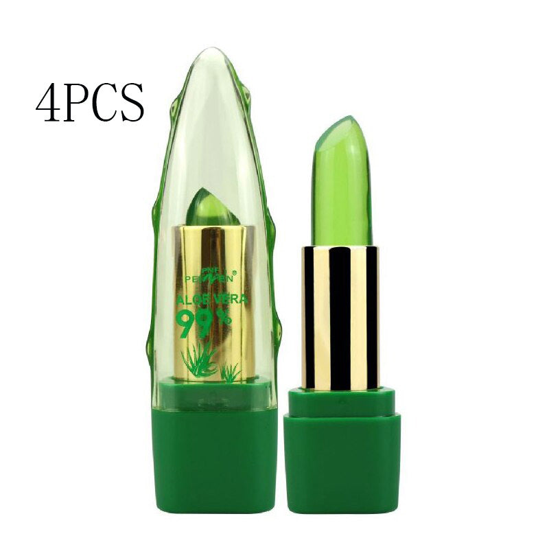 Aloe Vera Gel Color Changing Lipstick Gloss  Moisturizer Anti-drying Desalination Fine-grain Lip Balm Care