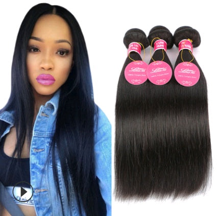 Real human hair straight wave human hair curtain natural color wig hair extension