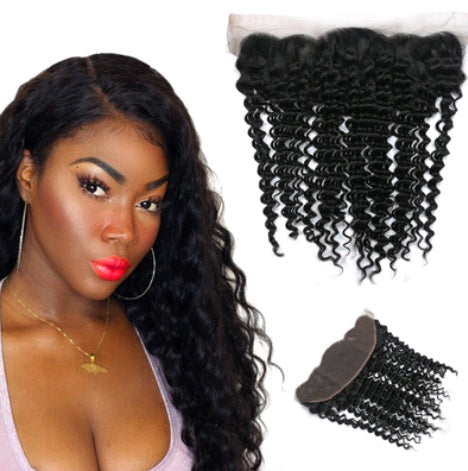 Front lace 4x13 lace frontal deep hair black real hair wig hair block