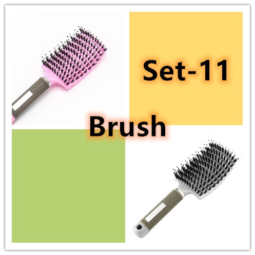 Hairbrush Anti Kit Brushy Women Detangler Hair Brush Bristle Nylon Scalp Massage  Teaser Hair Brush Comb