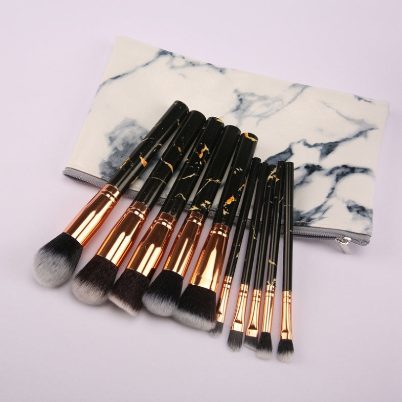 10 marble makeup brush sets, beauty tools, blush, eye shadow, face modification, 5 big 5 small explosions.