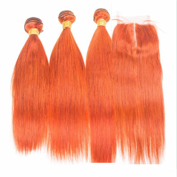 Color Human Hair Curtain Orange Hair