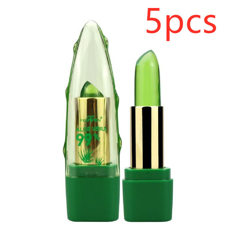 Aloe Vera Gel Color Changing Lipstick Gloss  Moisturizer Anti-drying Desalination Fine-grain Lip Balm Care