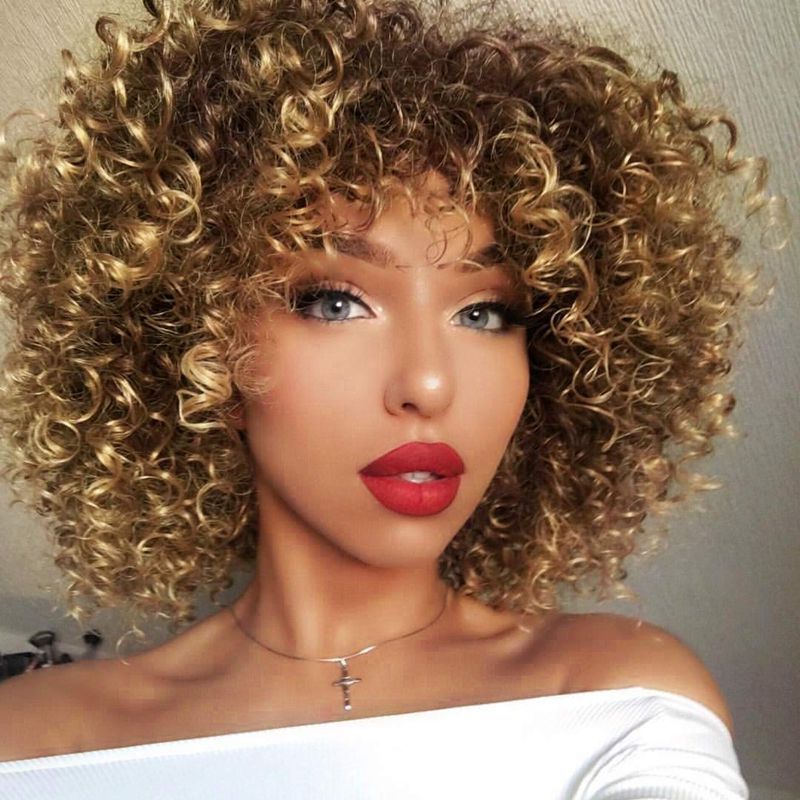 Cross-Border Wigs European And American Fashion African Small Curly Wigs Headgear Wig African Explosive Head