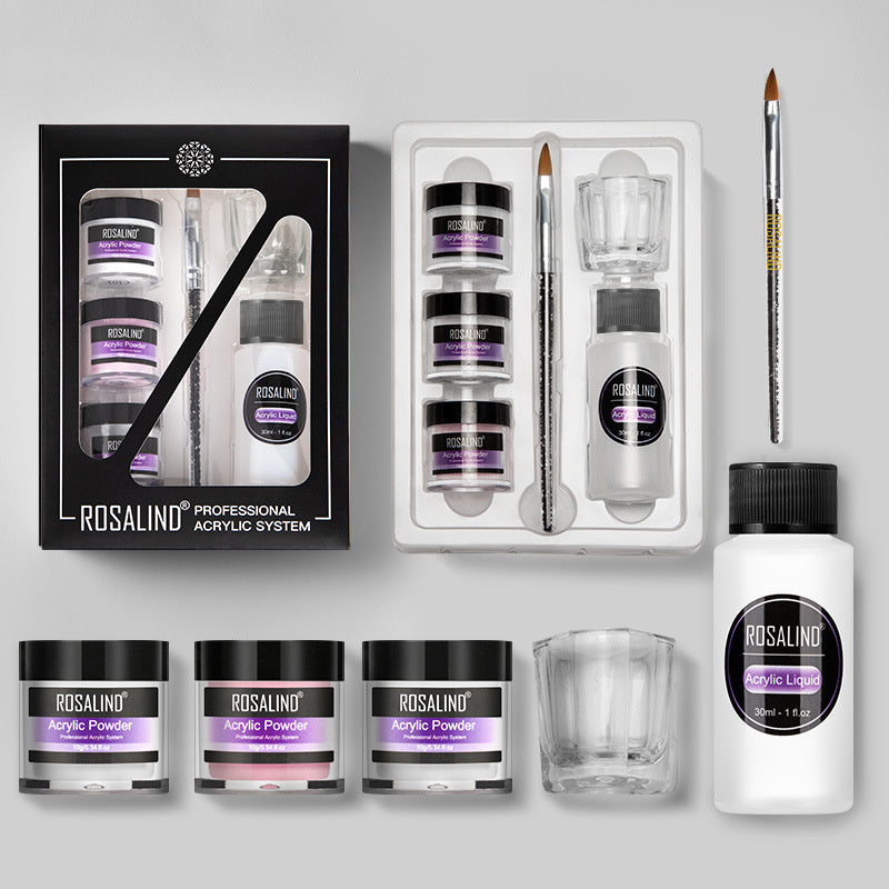 Nail Powder Acrylic System Kit Professional Nail Art Tool Set Contain Glass Cup Acrylic Liquid Extension Carving Manicure