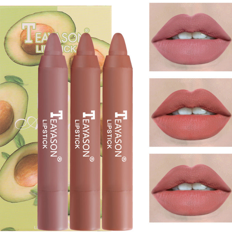 3 Packs Of Matte Lipstick Matte Velvet Lipstick Pen Bean Paste Milk Tea Color Lipstick Crayons Lipstick Students