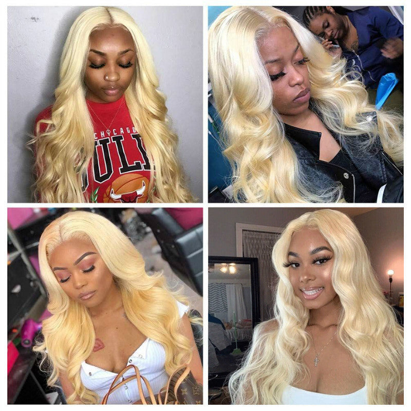 Blonde Lace Front Wig  Transparent Lace Frontal Wig Pre-Plucked Brazilian Body Wave Human Hair Wigs