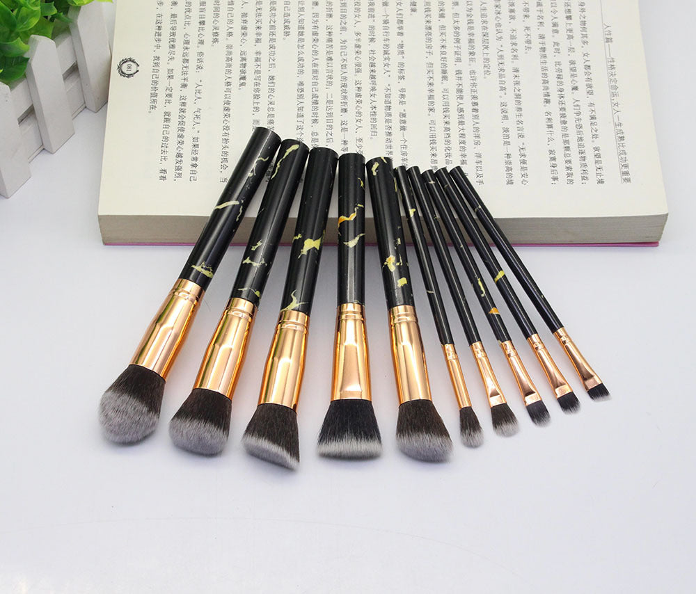 15 Marbled Design Makeup Brushes Set