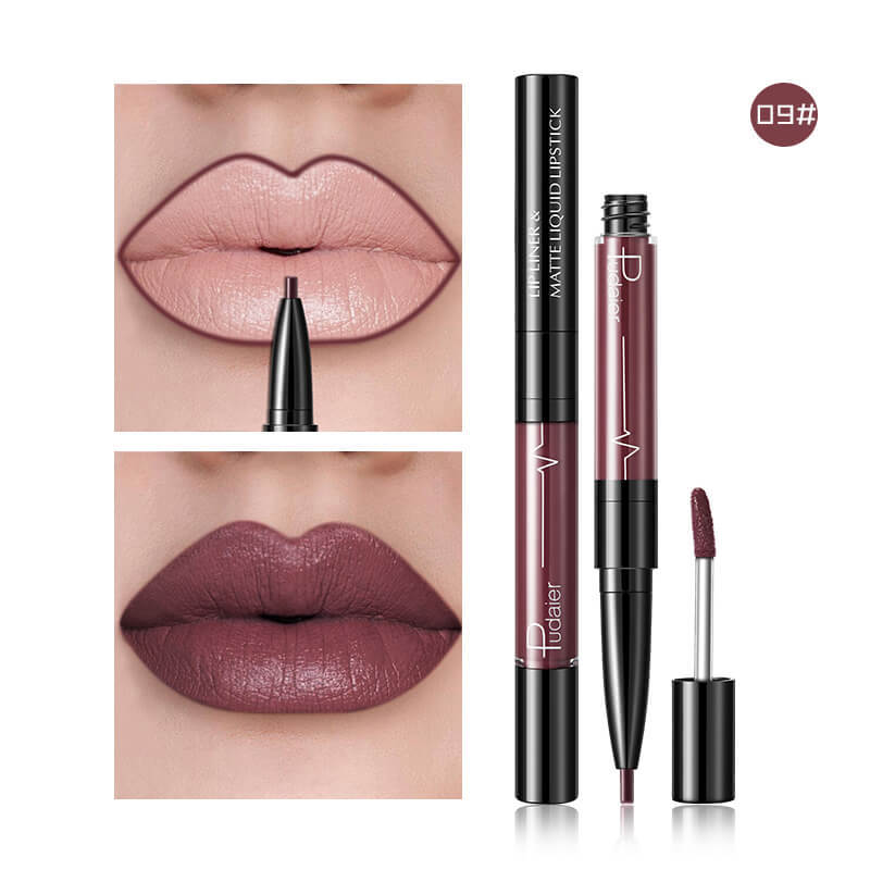 Pudaier Matte Lip Gloss Lip Liner 2 in1 Maqui gem Professional Complete Agate Red Lip Tint Plumper Tattoo Makeup liquid Lipstick