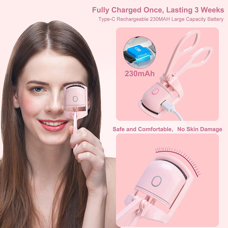 Eyelash Curler Portable Electric Heated Comb Eye Lash Long Lasting Eyelashes Curls Thermal Eyelash Curler Makeup Tools Heated Eyelash Curlers,Rechargeable Electric Eyelash Curler, Handheld Eyelash Heat