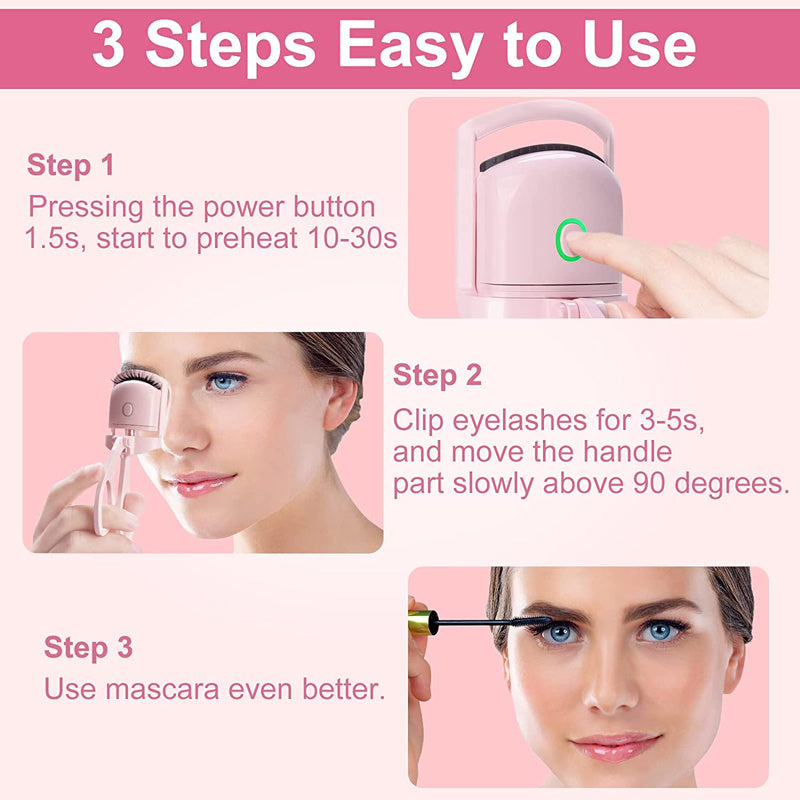 Eyelash Curler Portable Electric Heated Comb Eye Lash Long Lasting Eyelashes Curls Thermal Eyelash Curler Makeup Tools Heated Eyelash Curlers,Rechargeable Electric Eyelash Curler, Handheld Eyelash Heat