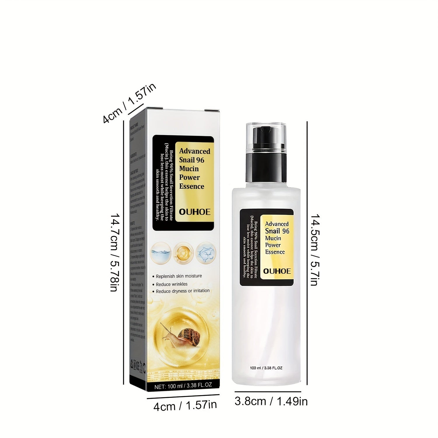 Snail Mucin Power Essence Moisturizer, 100ml Snail Mucin Essence Repairing Hyaluronic Acid Essence, Hydrating Serum For Face With Snail Secretion Filtrate For Dark Spots And Fine Lines