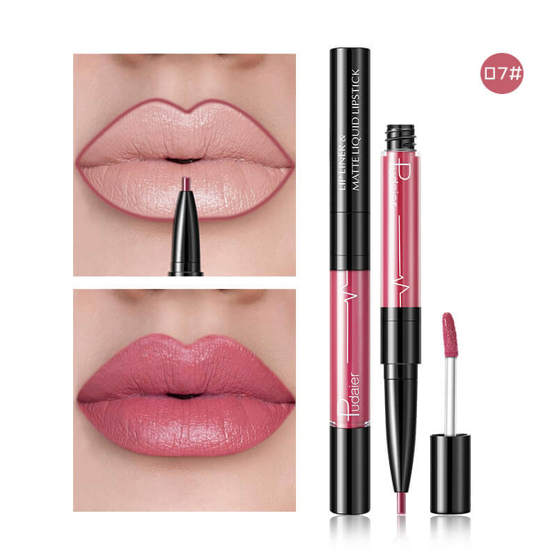 Pudaier Matte Lip Gloss Lip Liner 2 in1 Maqui gem Professional Complete Agate Red Lip Tint Plumper Tattoo Makeup liquid Lipstick