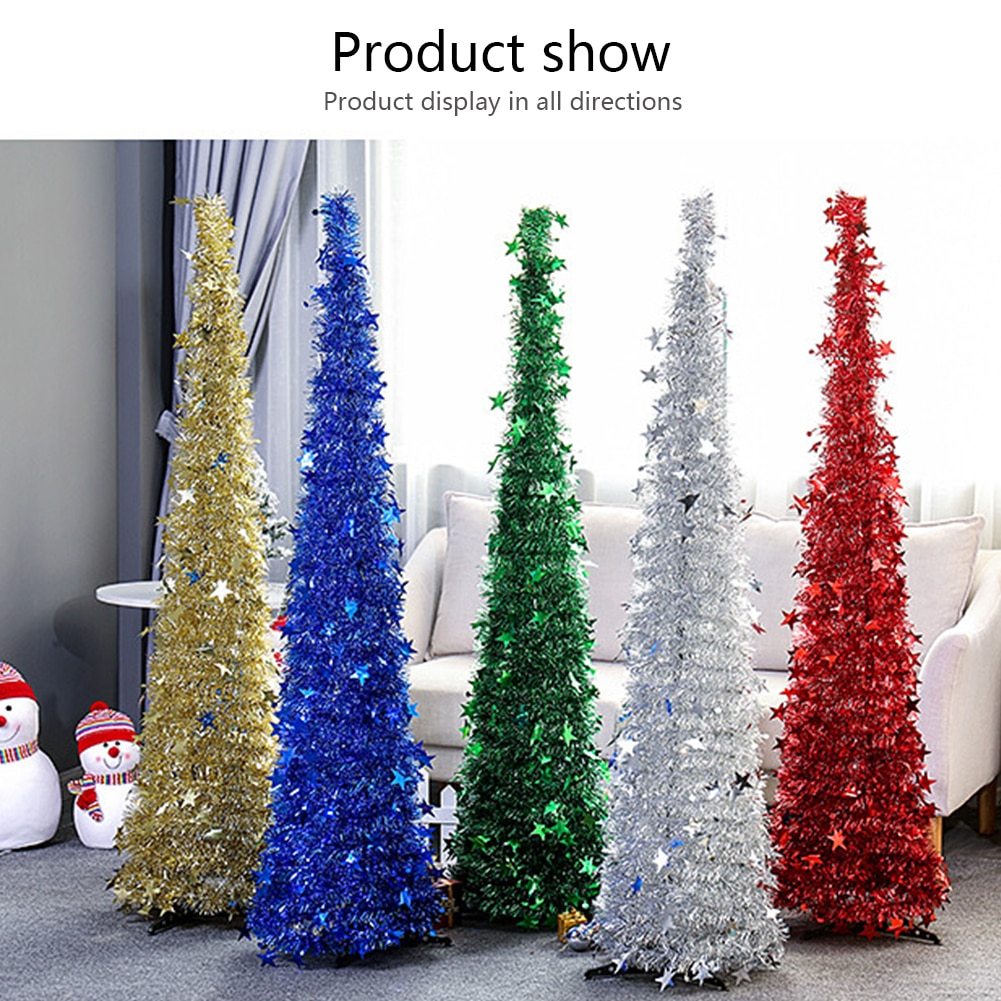 Artificial Tinsel Up Christmas Tree With Stand Gorgeous Collapsible Artificial Christmas Tree For Christmas Decorations