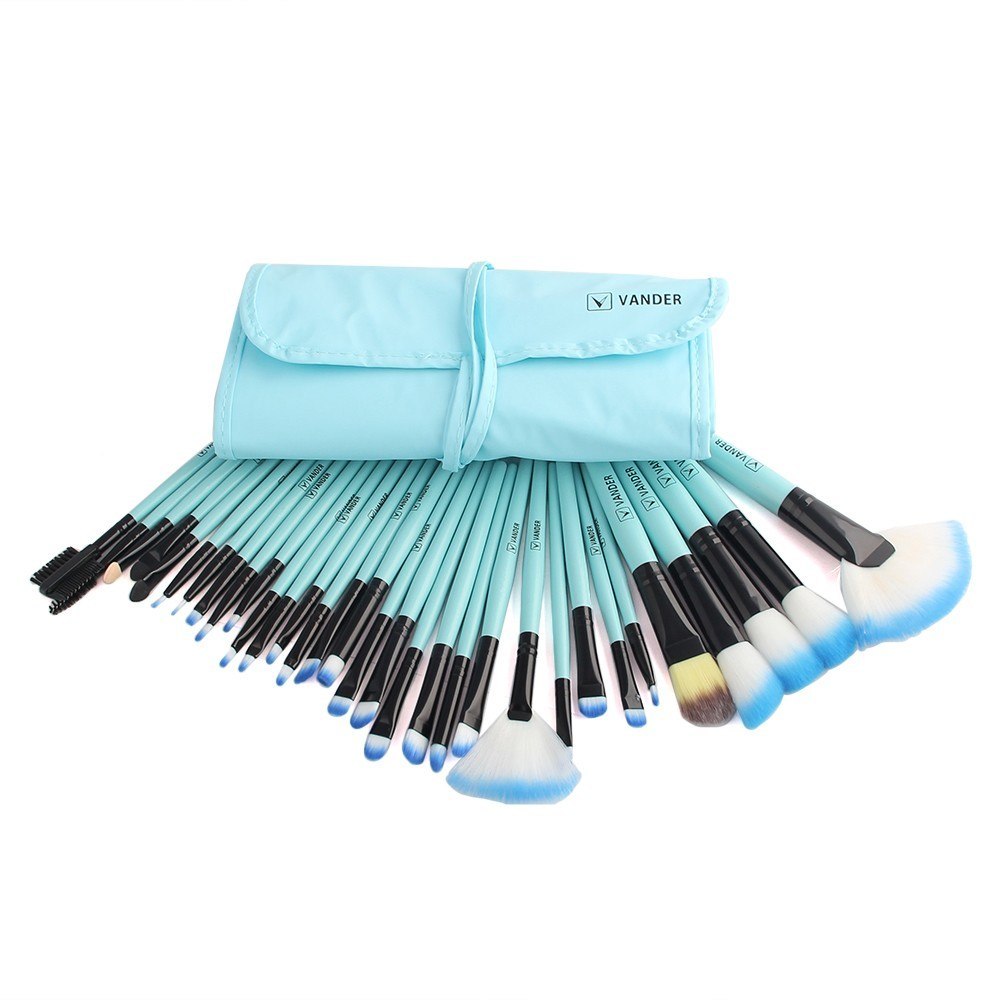 Professional 32Pcs Makeup Brush Foundation Eye Shadows Powder Blue Make Up Brushes Tools Cosmetic Bag pencil maquiagem Brushes