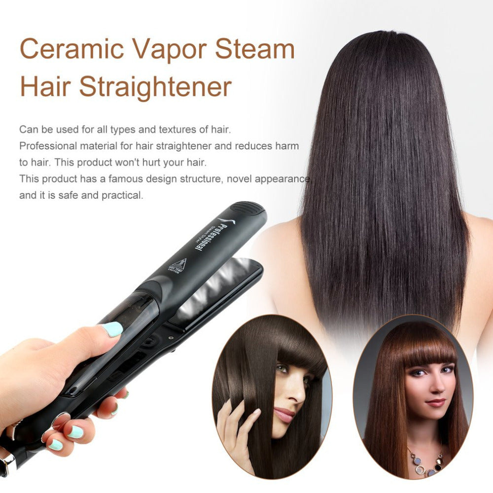 Steam Function Flat Iron Tourmaline Ceramic Vapor Professional Hair Straightener with Argan Oil Infusion Straightening Irons