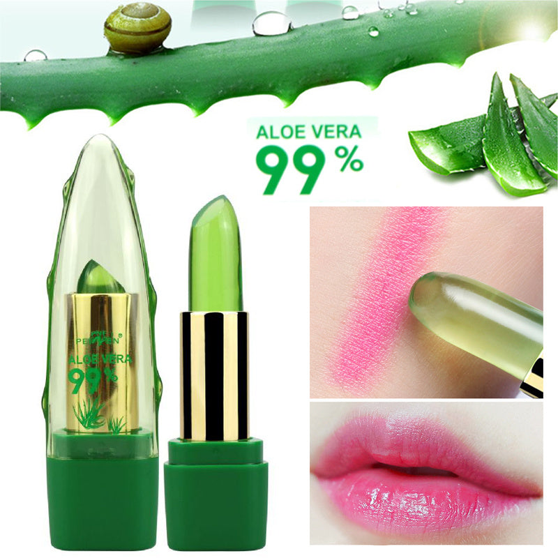 Aloe Vera Gel Color Changing Lipstick Gloss  Moisturizer Anti-drying Desalination Fine-grain Lip Balm Care