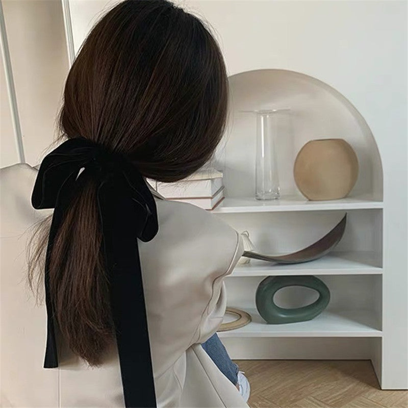 Ribbon double-sided velvet bow hair band for women