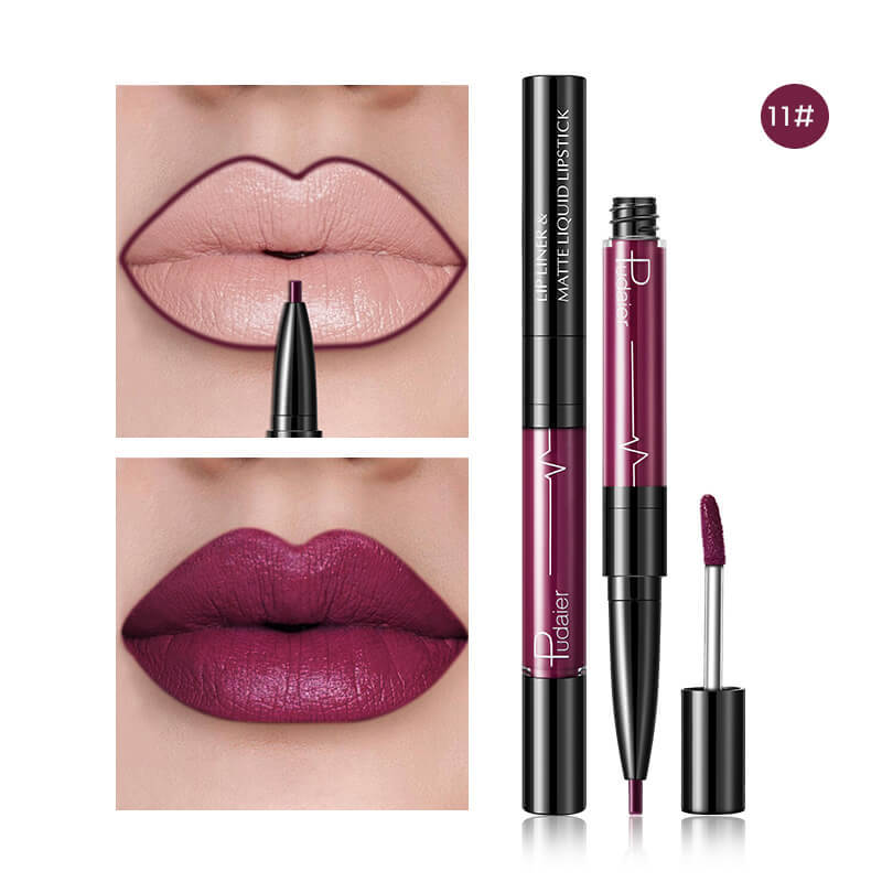 Pudaier Matte Lip Gloss Lip Liner 2 in1 Maqui gem Professional Complete Agate Red Lip Tint Plumper Tattoo Makeup liquid Lipstick