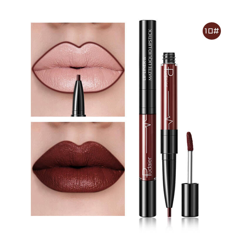 Pudaier Matte Lip Gloss Lip Liner 2 in1 Maqui gem Professional Complete Agate Red Lip Tint Plumper Tattoo Makeup liquid Lipstick