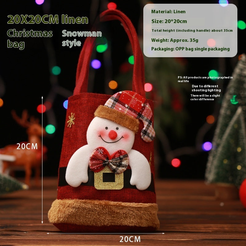 Christmas Candy Gift Tote Bag For Kids Funny Creative Santa Claus Elk Snowman Bear Handbag Small Christmas Tree Decoration Bags