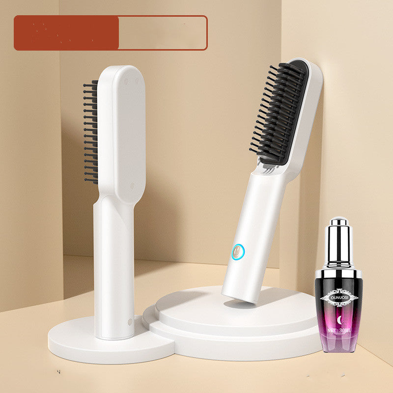 USB Portable Hot Air Comb Rechargeable Professional Hair Dryer Brush 2 In1 Mini Hair Straightener Curler Brush Hair Styler