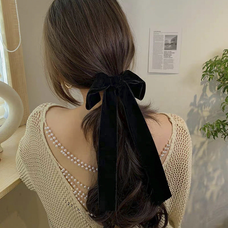 Ribbon double-sided velvet bow hair band for women