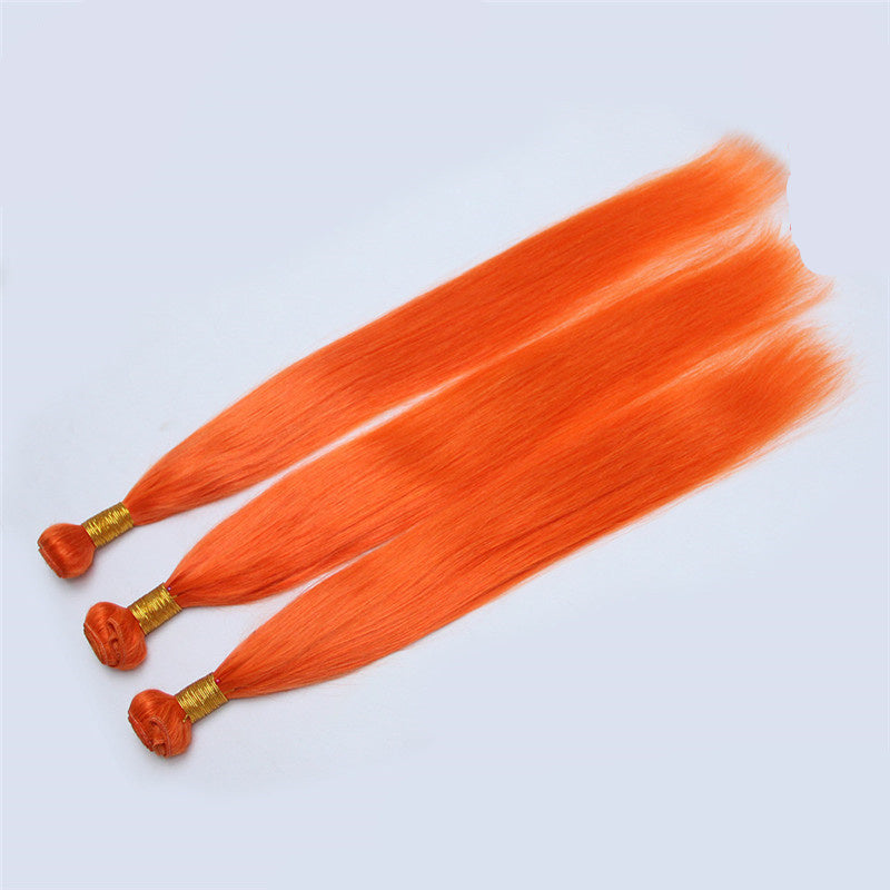 Color Human Hair Curtain Orange Hair