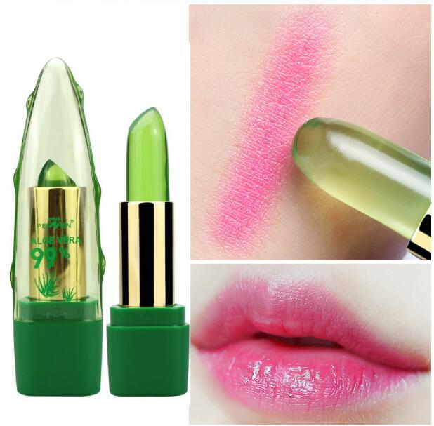 Aloe Vera Gel Color Changing Lipstick Gloss  Moisturizer Anti-drying Desalination Fine-grain Lip Balm Care