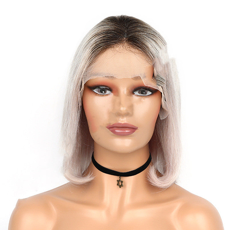 Lace Human Hair Wig Hand-woven Wig