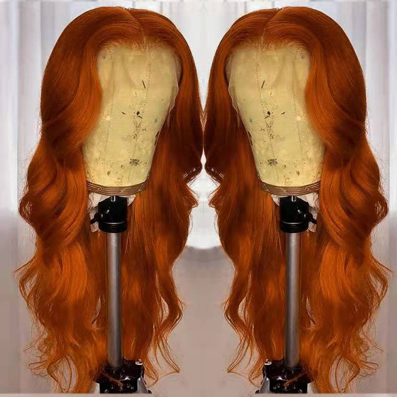 European And American Dark Orange Wig Hair Set Smooth Hair